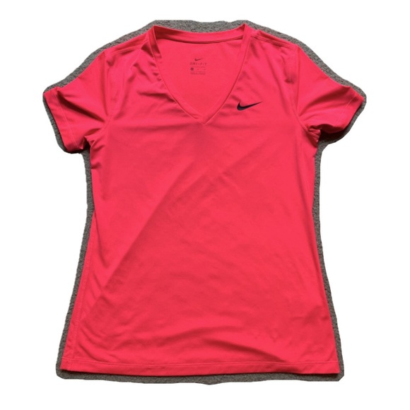 Nike Dri-fit Hot pink T-shirt v-neck MEDIUM - Picture 1 of 3
